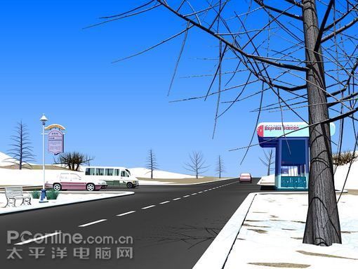 3ds max 2008制作逼真雪后场景 3ds max 2008制作逼真雪后场景